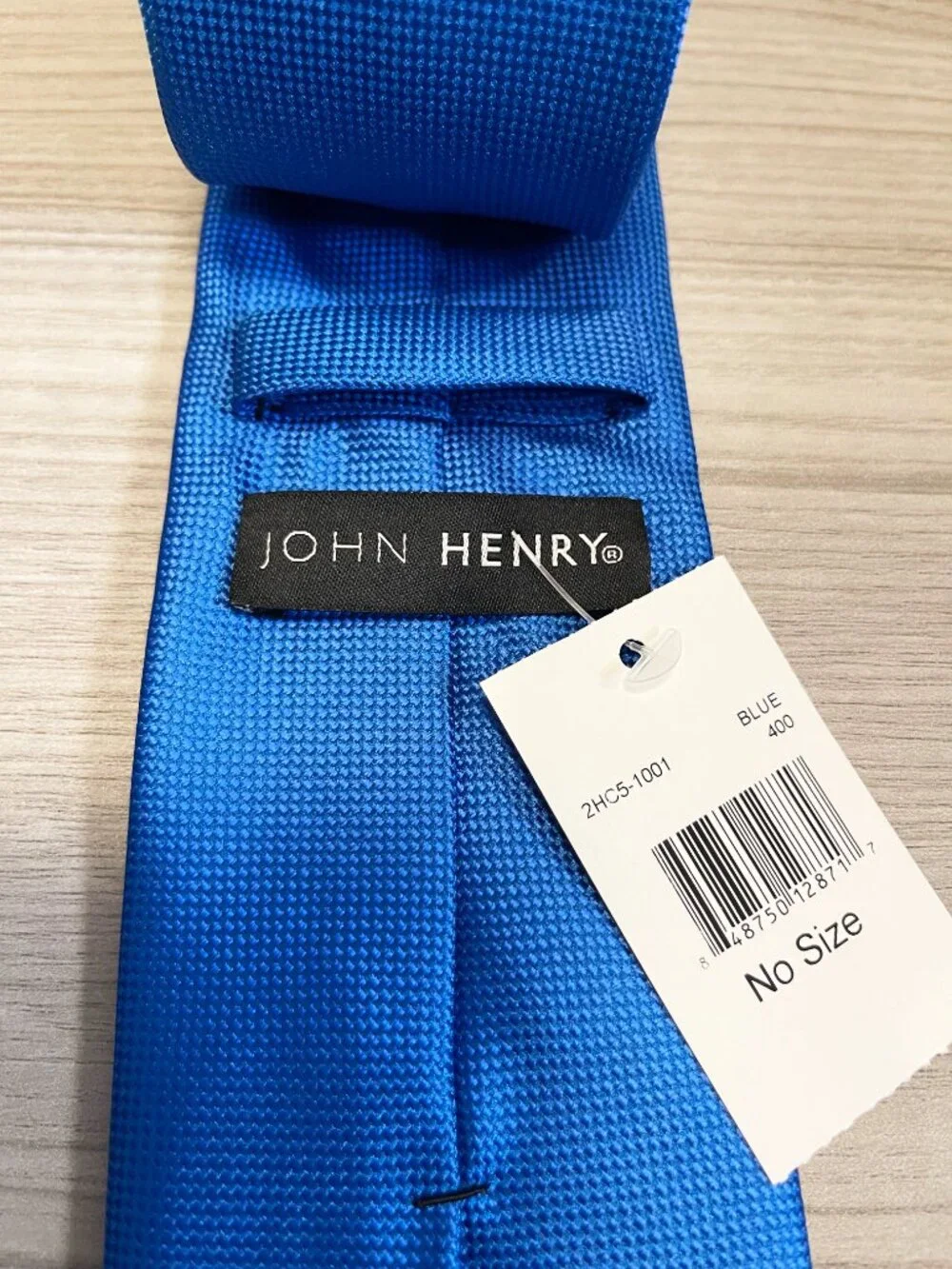 John Henry Men's Blue Solid Textured Necktie NWT Classic Business Formal Tie